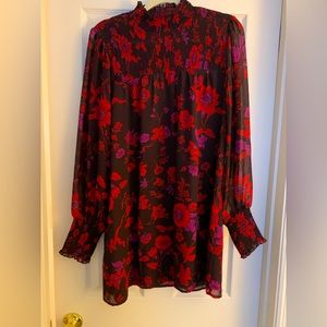 Sanctuary NIGHT WISH Sparks Fly Printed Smocked Shift Dress